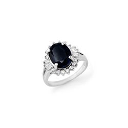 5.47 ctw Blue Sapphire & Diamond Ring 18K White Gold