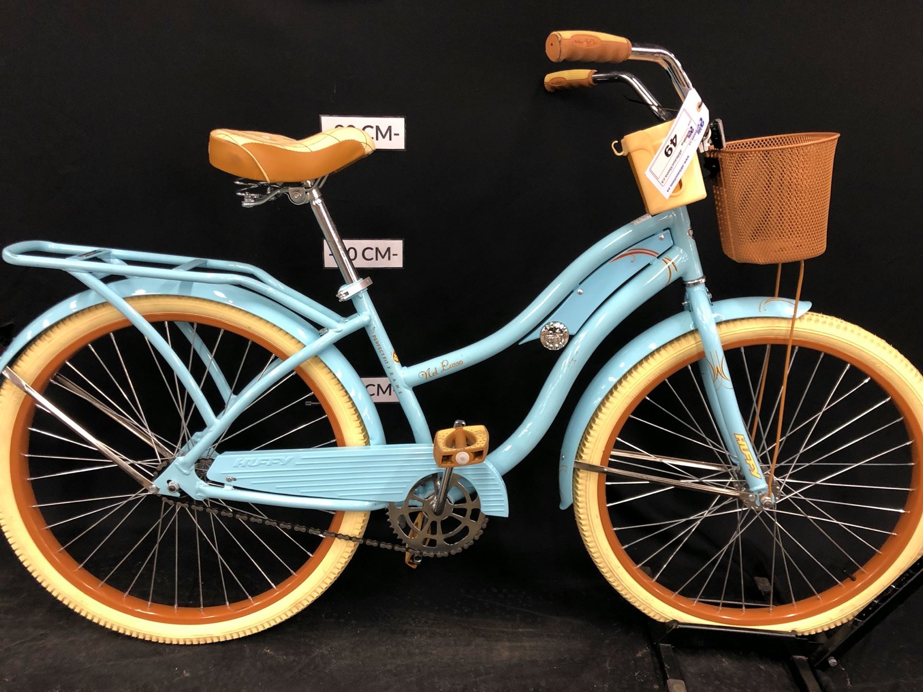 BLUE HUFFY NEL LUSSO SINGLE SPEED CRUISER BIKE WITH FRONT BASKET AND ...