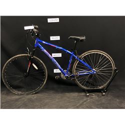 BLUE NAKAMURA ROYAL 18 SPEED FRONT SUSPENSION TRAIL BIKE, BROKEN FRONT SHIFTER, MEDIUM FRAME SIZE