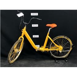 YELLOW NO NAME VARIABLE SPEED CRUISER BIKE, REAR BRAKE ONLY, NEEDS TUNE UP