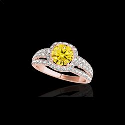 2.25 ctw Certified SI/I Fancy Intense Yellow Diamond Ring 10K Rose Gold