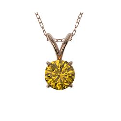 .53 ctw Certified Intense Yellow Diamond Necklace 10K Rose Gold