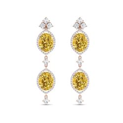 12.21 ctw Canary Citrine & VS Diamond Earrings 18K Rose Gold