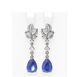 8.22 ctw Tanzanite & Diamond Earrings 18K White Gold