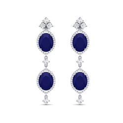 15.81 ctw Sapphire & VS Diamond Earrings 18K White Gold