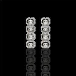3.84 ctw Emerald Cut Diamond Micro Pave Earrings 18K White Gold