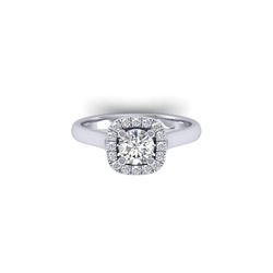 1.01 ctw Certified VS/SI Diamond Solitaire Halo Ring 18K White Gold