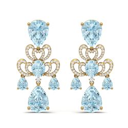 60.32 ctw Sky Topaz & VS Diamond Earrings 18K Yellow Gold