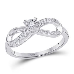 10kt White Gold Round Diamond Infinity Promise Bridal Ring 1/5 Cttw