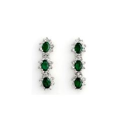 4.88 ctw Emerald & Diamond Earrings 14K White Gold