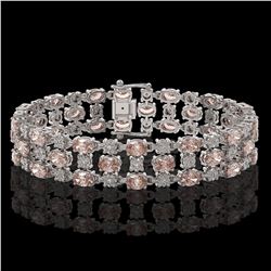 11.02 ctw Morganite & Diamond Row Bracelet 10K White Gold