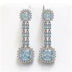 16.22 ctw Aquamarine & Diamond Earrings 14K White Gold