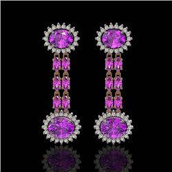 8.19 ctw Amethyst & Diamond Earrings 14K Rose Gold