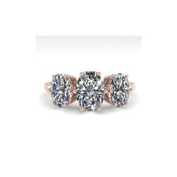 2.0 ctw Past Present Future VS/SI Oval Diamond Ring 18K Rose Gold