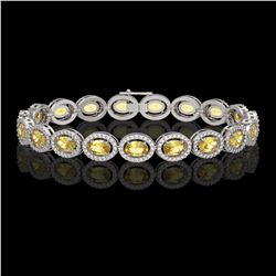12.73 ctw Fancy Citrine & Diamond Micro Pave Halo Bracelet 10K White Gold