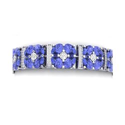 30.98 ctw Tanzanite & VS Diamond Bracelet 18K White Gold