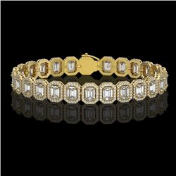 17.28 ctw Emerald Cut Diamond Micro Pave Bracelet 18K Yellow Gold