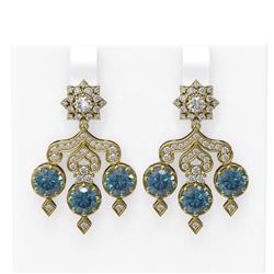6.3 ctw Intense Blue Diamond Earrings 18K Yellow Gold