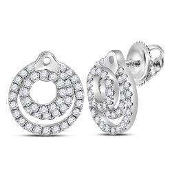 14kt White Gold Round Diamond Circular Fashion Earrings 1/2 Cttw