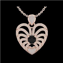 3.50 ctw Black & White Micro Diamond Heart Necklace 14K Rose Gold