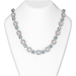 45.47 ctw Aquamarine & Diamond Necklace 18K White Gold