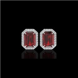 12 ctw Garnet And Micro Pave VS/SI Diamond Earrings 18K White Gold