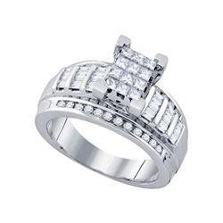 10kt White Gold Princess Diamond Cindy's Dream Cluster Bridal Wedding Engagement Ring 7/8 Cttw