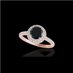 1.6 ctw Certified VS Black Diamond Solitaire Halo Ring 10K Rose Gold