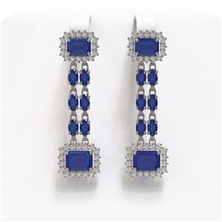 11.98 ctw Sapphire & Diamond Earrings 14K White Gold