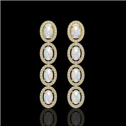 4.05 ctw Opal & Diamond Micro Pave Halo Earrings 10K Yellow Gold