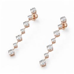 2.88 ctw Diamond Designer Earrings 18K Rose Gold