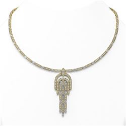 19 ctw Oval Cut Diamonds Designer Necklace 18K Yellow Gold