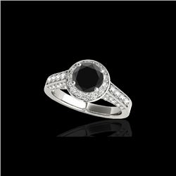 2.56 ctw Certified VS Black Diamond Solitaire Halo Ring 10K White Gold