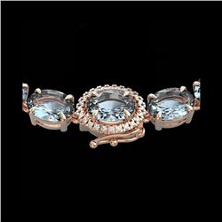 36.25 ctw Aquamarine & Diamond Eternity Micro Necklace 14K Rose Gold