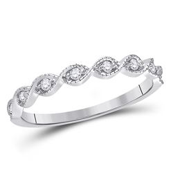 14kt White Gold Round Diamond Twist Stackable Band Ring 1/10 Cttw