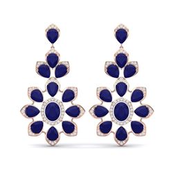 51.8 ctw Sapphire & VS Diamond Earrings 18K Rose Gold