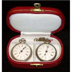 Box with 2 Pocket Watches, silver