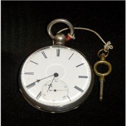 Pocket Watch in silver with key