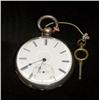 Image 1 : Pocket Watch in silver with key