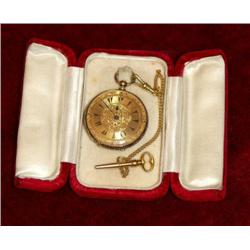 Pocket Watch in 18 ct gold and enamel