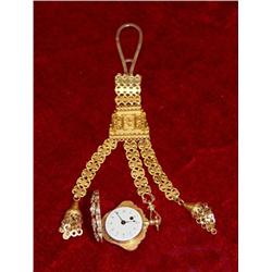 Pocket Watch with chatelaine in gold