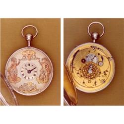 Pocket Watch in silver with automaton