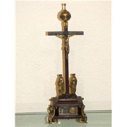 Very rare Crucifix Clock, mahogany