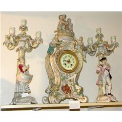 Nice German Chimney Clock, porcelain