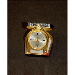 Pocket Alarm Clock, gilt brass