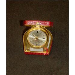 Pocket Alarm Clock, gilt brass