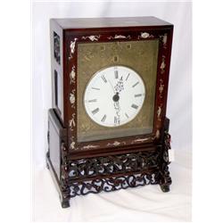 Chinese Table Clock, inlaid ebony
