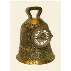 Clock in bronze in form of a bell