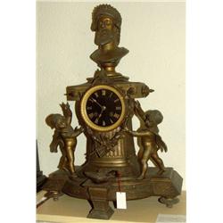 Patinated bronze Clock with bust