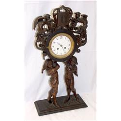 Nice sculptured wooden Clock, 8 days